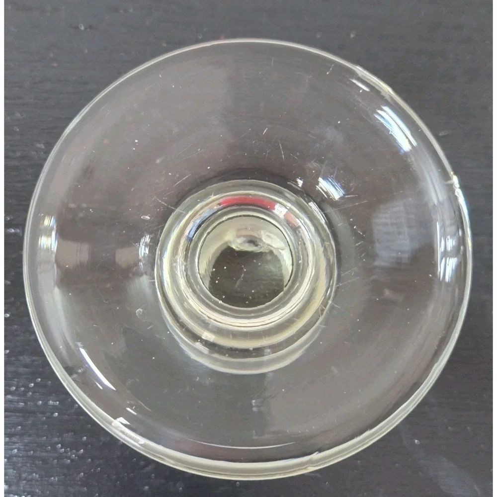 Vintage Wine Decanter MCM Glass  W/Flower Etching Wide‎ Bottom Bareware